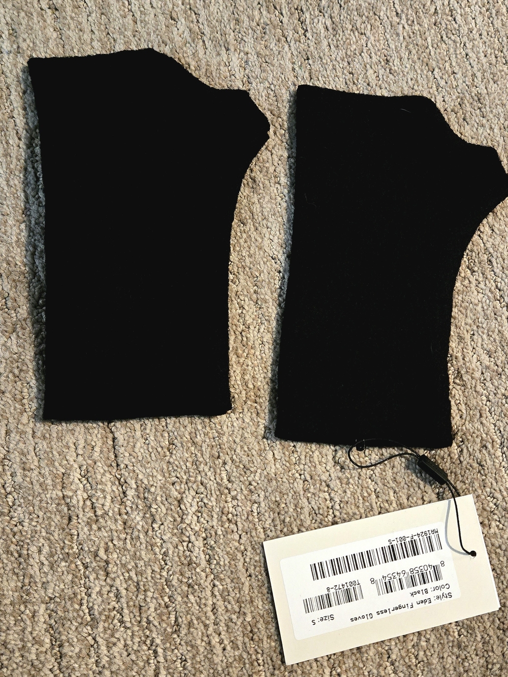 Marcella NYC Black Wool Fingerless Gloves Size Small